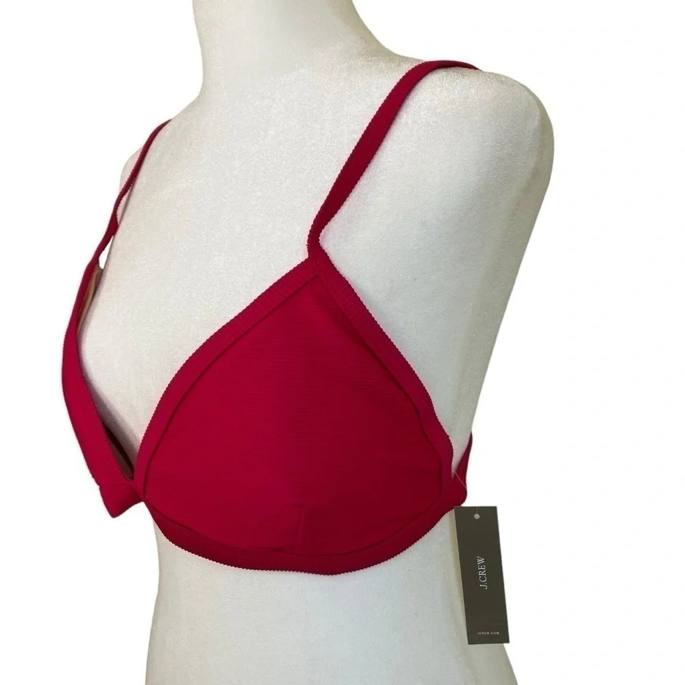NWT J. Crew Ribbed Triangle Bikini Top Wild Hibiscus Pink Sz XXL